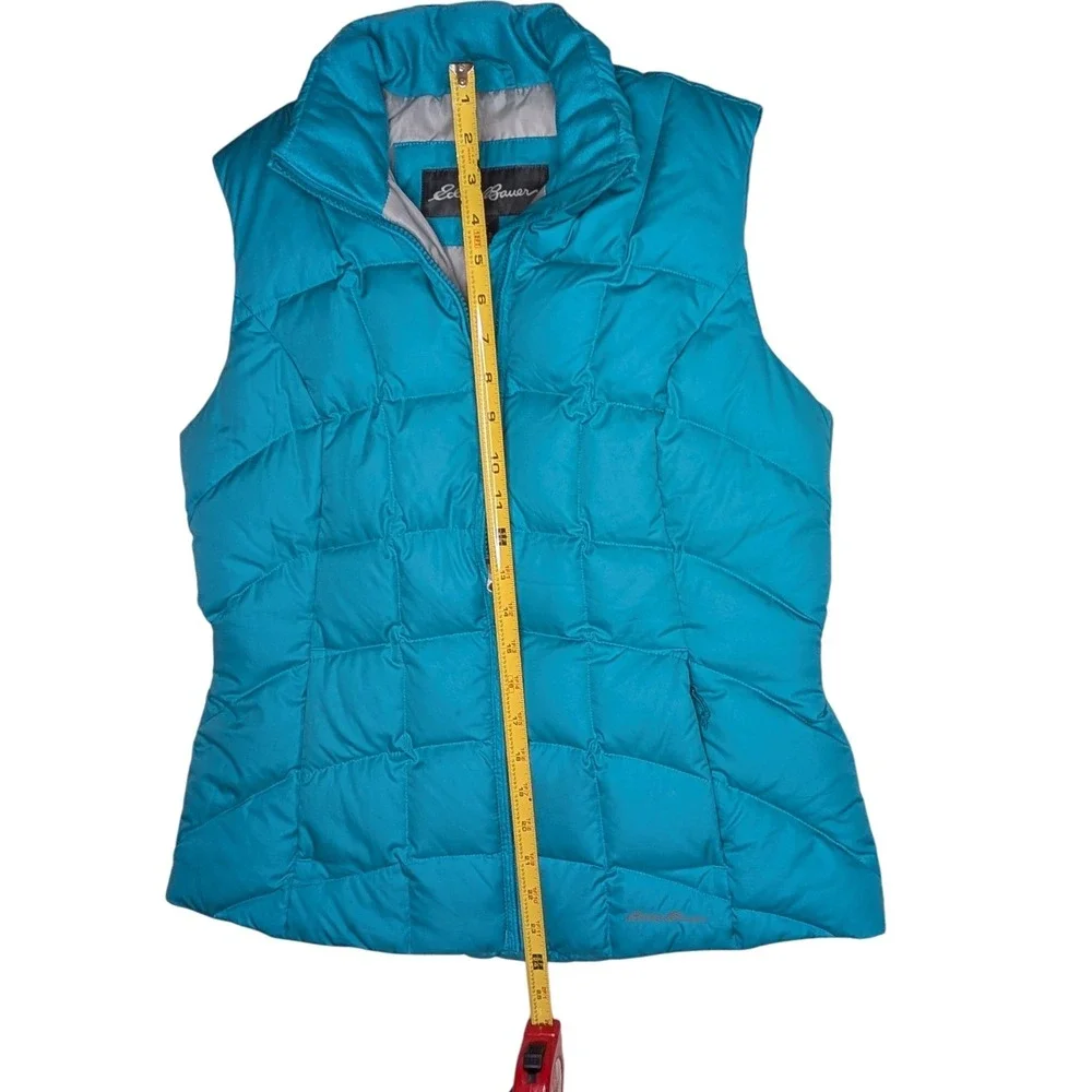 Eddie Bauer EB650 Down Puffer Vest Womens S Small Green/Teal Quilted Lightweight